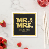 Mr. and Mrs Black Gold Sci Fi Theme Wedding Serviette (Beispiel)