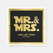 Mr. and Mrs Black Gold Sci Fi Theme Wedding Serviette (Vorderseite)