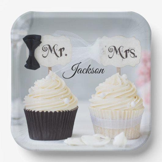 Mr. and Mrs. Bridal Shower Paper Plates Pappteller (Vorderseite)
