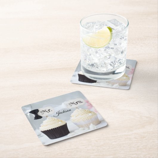 Mr. and Mrs. Bride and Groom Bridal Shower Napkins Rechteckiger Pappuntersetzer (Vor Ort)