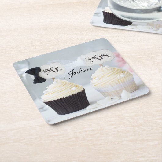 Mr. and Mrs. Bride and Groom Bridal Shower Napkins Rechteckiger Pappuntersetzer (angewinkelt)