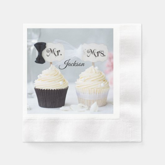 Mr. and Mrs. Bride and Groom Bridal Shower Napkins Serviette (Vorderseite)
