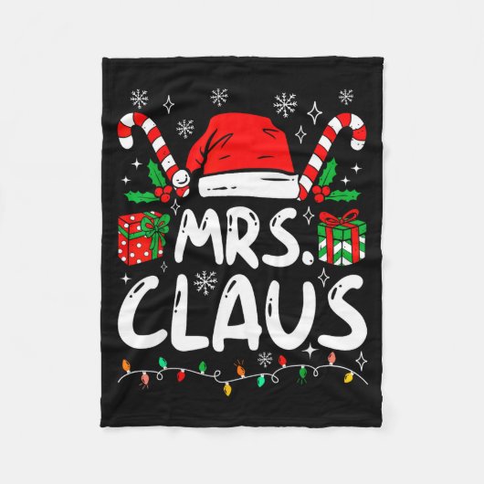 Mr And Mrs Claus Santa Hat Couples Family Christma Fleecedecke (Vorderseite)