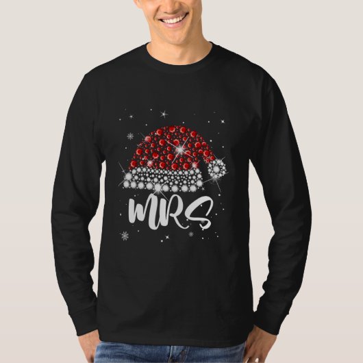 Mr And Mrs Claus Santa Hat Diamond Funny T-Shirt (Vorderseite)