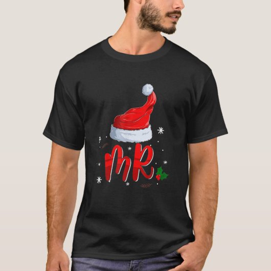 Mr-And-Mrs-Claus Weihnachtspaare Matching Pajama T-Shirt (Vorderseite)