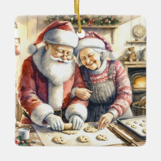 Mr. and Mrs. Clause Niedliche Weihnachten Personal Keramikornament (Vorderseite)