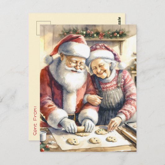 Mr. and Mrs. Clause Niedliche Weihnachten Personal Postkarte (Vorne/Hinten)