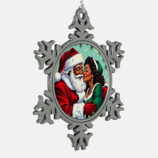 Mr and Mrs Clause Sweet Christmas  Schneeflocken Zinn-Ornament (Links)