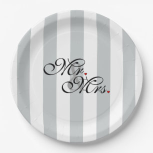 Mr. and Mrs. Click to Customize Color Stripes Pappteller