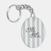 Mr. and Mrs. Click to Customize Color Stripes Schlüsselanhänger (Vorderseite links)