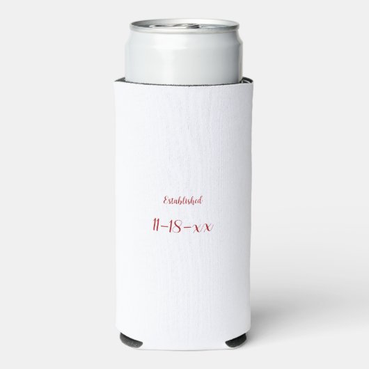 Mr. and Mrs Custom Surname Double Hearts Date Selters Dosenkühler (Seltzer Rückseite)