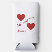 Mr. and Mrs Custom Surname Double Hearts Date Selters Dosenkühler (Vorderseite)