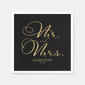 Mr. and Mrs. Elegant Gold Foil Script Wedding Serviette (Vorderseite)