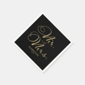 Mr. and Mrs. Elegant Gold Foil Script Wedding Serviette (Ecke)