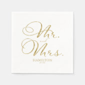 Mr. and Mrs. Elegant Gold Foil Script Wedding Serviette (Vorderseite)