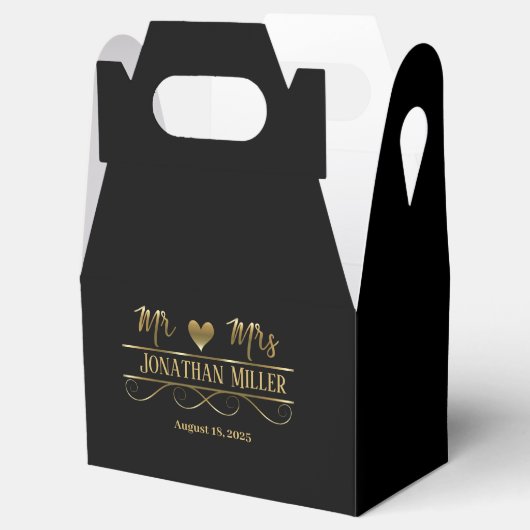 Mr. and Mrs Elegant Gold Heart Fevor Box Geschenkschachtel (Geöffnet)