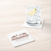 Mr. and Mrs Elegant Rose Gold Hearts Gastgeschenke Rechteckiger Pappuntersetzer (Vor Ort)