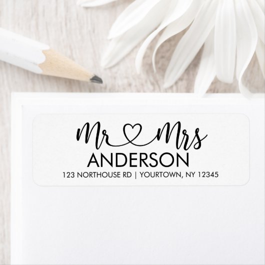 Mr. and Mrs. Elegant Script Custom Rücksendeadress (Insitu)