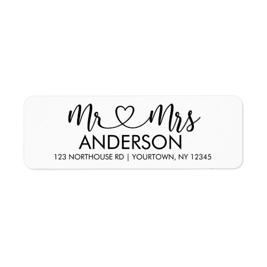 Mr. and Mrs. Elegant Script Custom Rücksendeadress (Vorne)