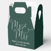 Mr. And Mrs. Elegant Script Emerald Green Wedding Geschenkschachtel (Geöffnet)