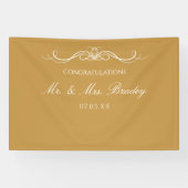 Mr and Mrs Elegant Script Gold Wedding Backdrop Banner (Horizontal)