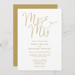 Mr. And Mrs. Elegant Script Gold Wedding Einladung