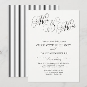 Mr. and Mrs. Elegant Script Wedding Einladung