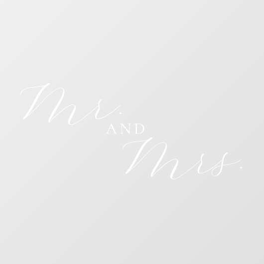 Mr. and Mrs. Elegant Script Wedding Fensteraufkleber (Blatt)