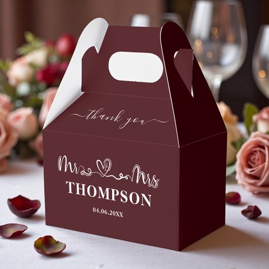 Mr and Mrs Elegant Simple | Deep Burgundy Geschenkschachtel