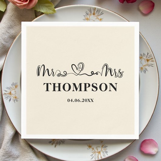 Mr and Mrs Elegant Simple | Natural White Serviette