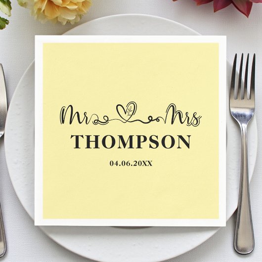 Mr and Mrs Elegant Simple | Pale Yellow Serviette