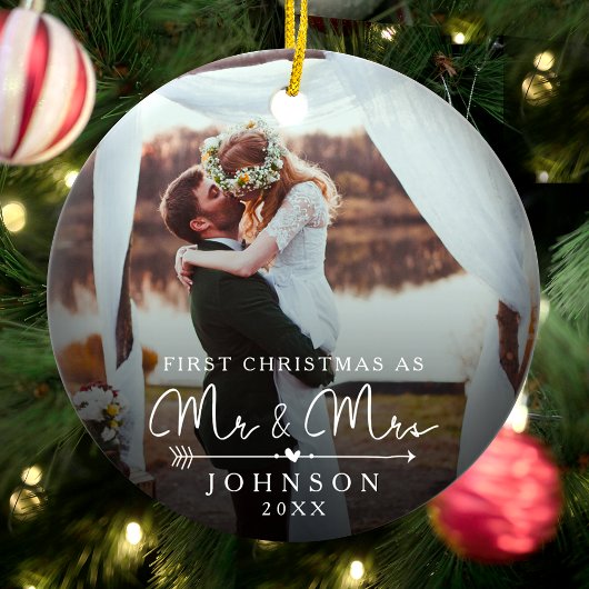 Mr. and Mrs First Verheiratet Christmas Custom Fot Keramik Ornament