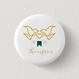 Mr. and Mrs. For Newly Weds Just Married Love Bird Button