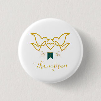 Mr. and Mrs. For Newly Weds Just Married Love Bird Button