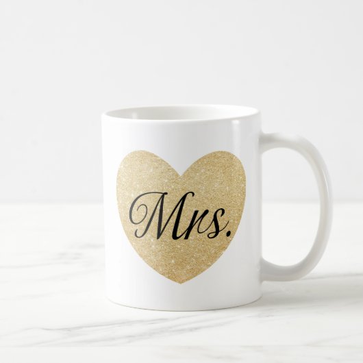 Mr. and Mrs. Glitzer Goldenes Herz personalisiert2 Kaffeetasse (Rechts)