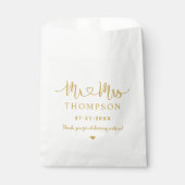 Mr. and Mrs. Gold Heart Script Personalisiert Wedd Geschenktütchen (Vorderseite)