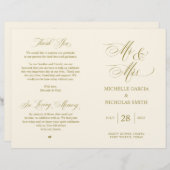 Mr. and Mrs., Gold Schriftart, Foldable Wedding Pr (Vorne/Hinten)