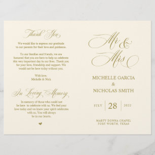 Mr. and Mrs., Gold Schriftart, Foldable Wedding Pr