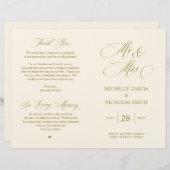 Mr. and Mrs., Gold Schriftart, Foldable Wedding Pr (Vorne/Hinten)