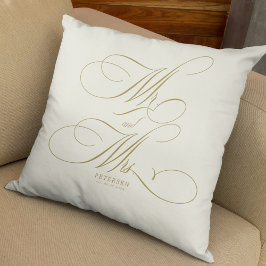 Mr. and Mrs. gold script personalisierte Hochzeit Kissen