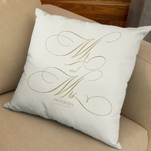 Mr. and Mrs. gold script personalisierte Hochzeit Kissen
