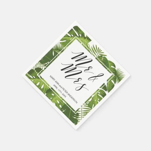 Mr. and mrs Green Blätter Hochzeitspapiere Serviet Serviette (Ecke)