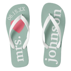 Mr. and Mrs. Honeymoon Heart - Aquamarin rosa Badesandalen