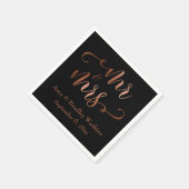 "Mr. and Mrs." Imitats Copper Script auf Black, We Serviette (Ecke)