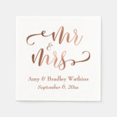 "Mr. and Mrs." Imitats Kupfertypografie Hochzeit Serviette (Vorderseite)