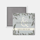 Mr. and Mrs Inspirivity Modern Elegant Blätter Magnet (Vorderseite/Rückseite)