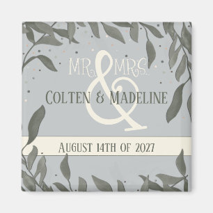 Mr. and Mrs Inspirivity Modern Elegant Blätter Magnet