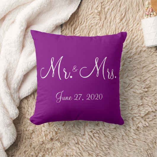 Mr. and Mrs Lila Mit Monogramm Wedding Pillows Kissen (Decke)