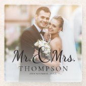 Mr. And Mrs Minimalistisch Elegant Niedlich Weddin Glasuntersetzer (Vorderseite)