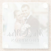 Mr. And Mrs Minimalistisch Elegant Niedlich Weddin Glasuntersetzer (Rückseite)